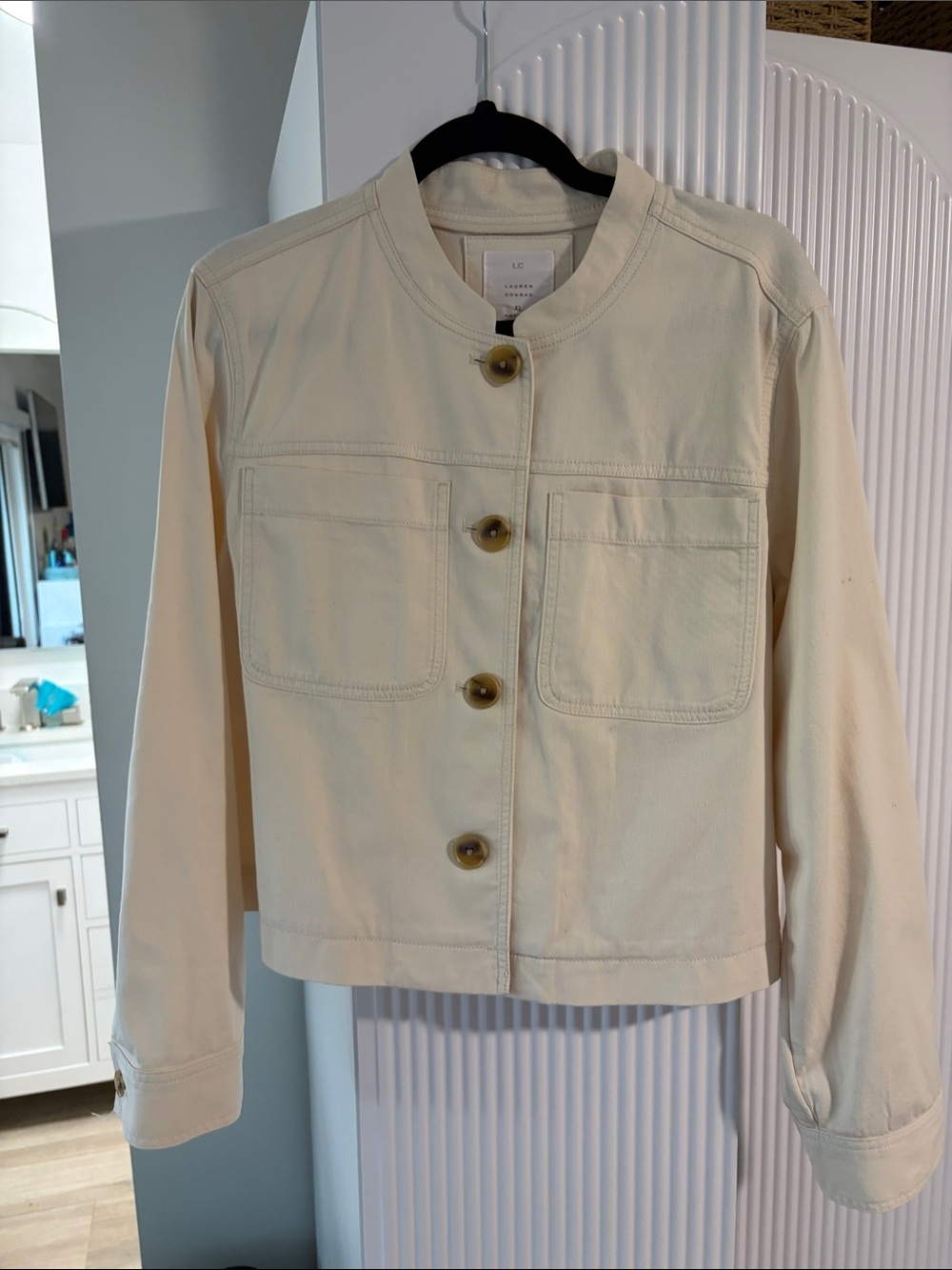 Lauren Conrad Lightweight Cream Utility Jacket with Patch Pockets